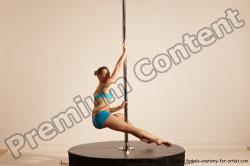 Underwear Gymnastic poses Woman White Moving poses Slim long blond Dynamic poses Academic